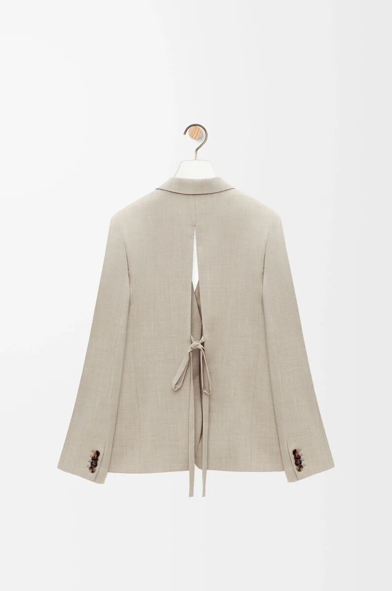 giacca sartoriale in lana light beige melange