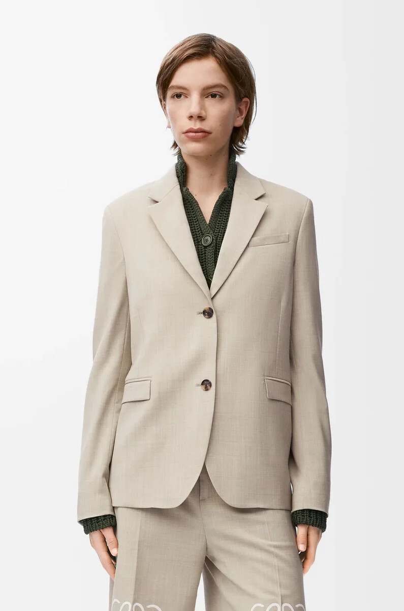 giacca sartoriale in lana light beige melange
