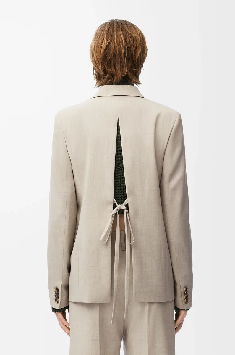 giacca sartoriale in lana light beige melange