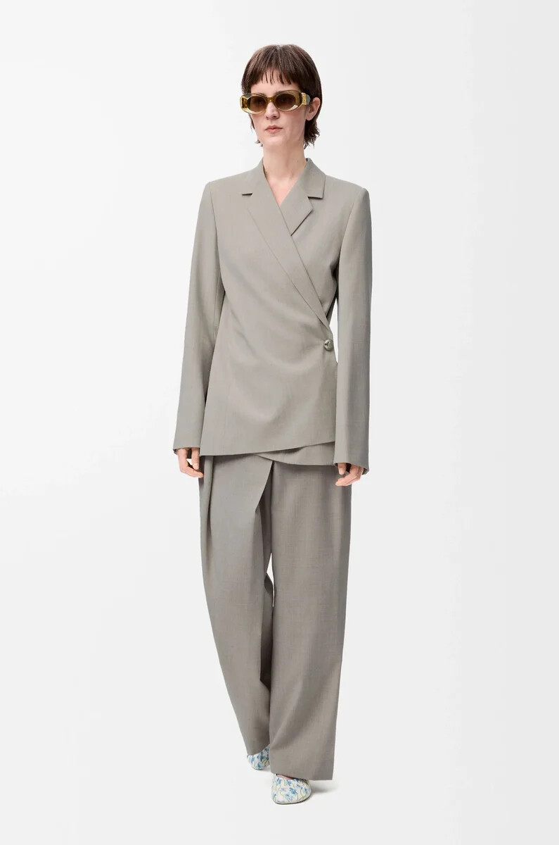 giacca in lana beige chiaro melange