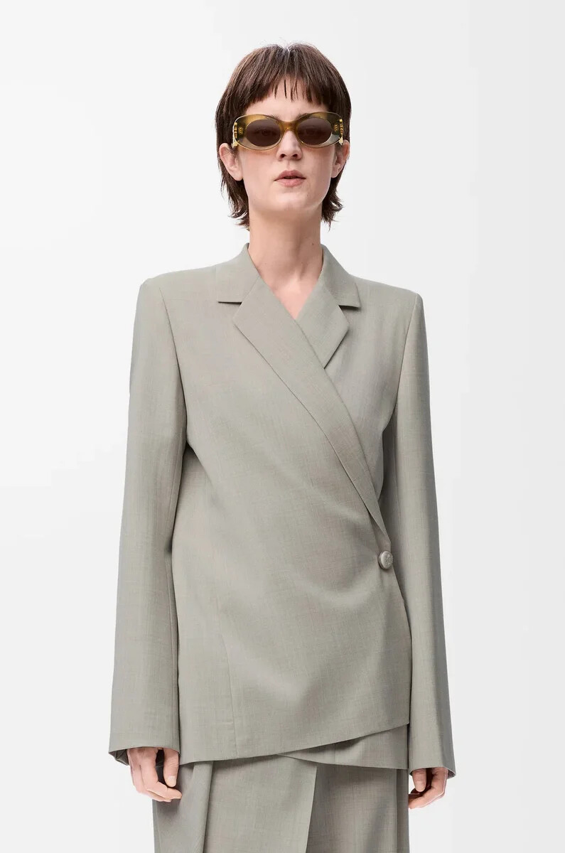 giacca in lana beige chiaro melange