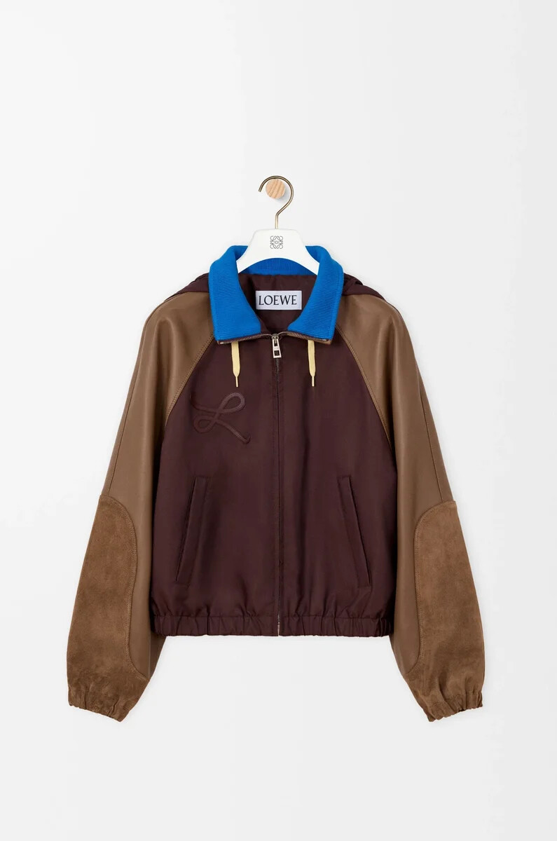 giubbotto bomber in tessuto tecnico marrone