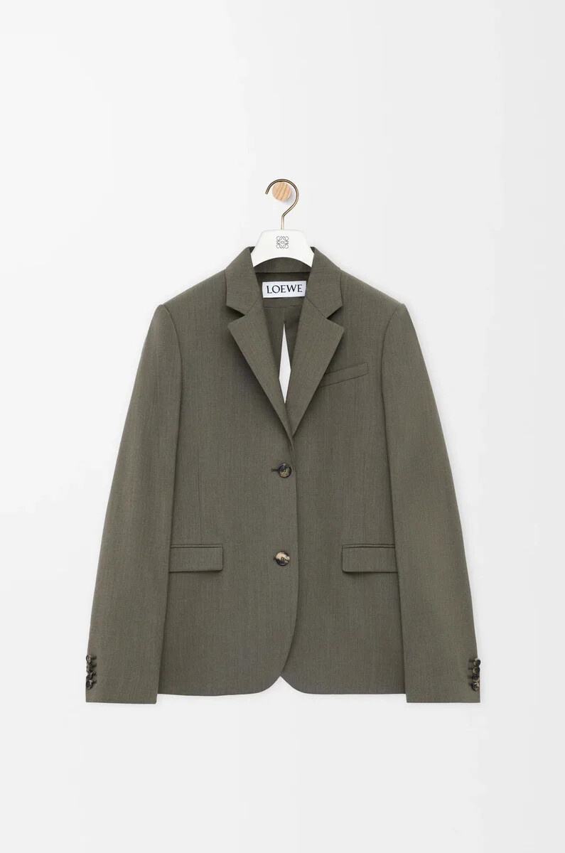 giacca sartoriale in lana verde kaki