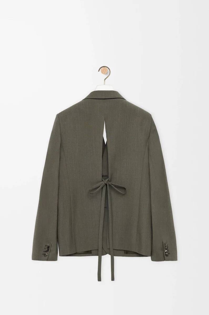 giacca sartoriale in lana verde kaki