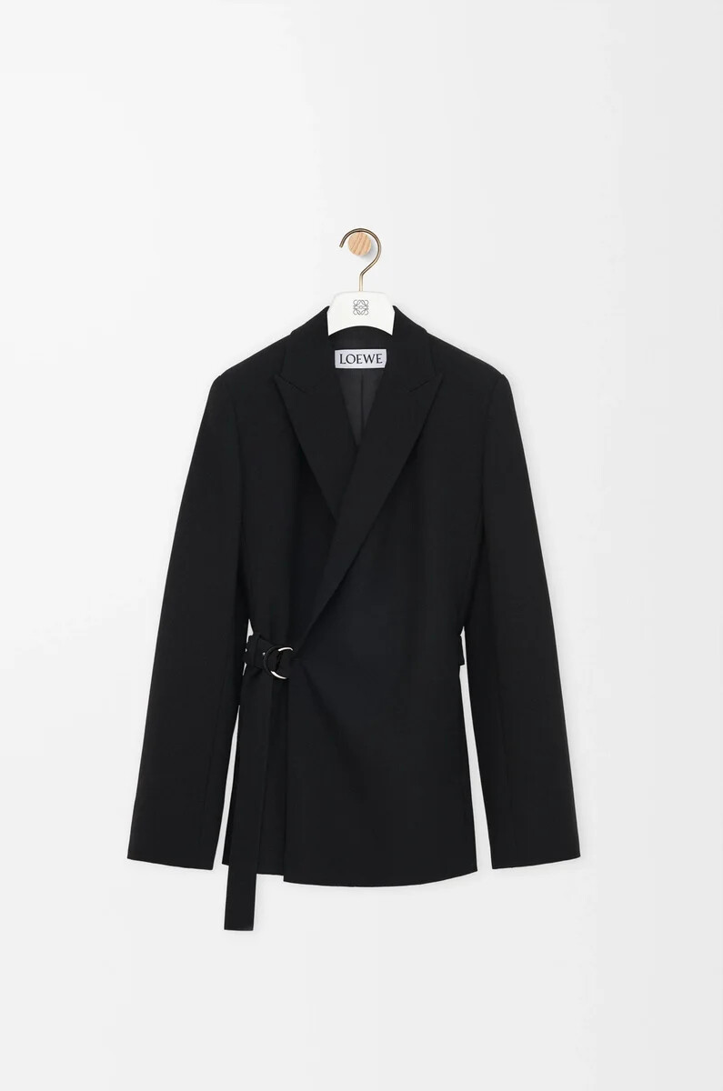 giacca drappeggiata in lana nero