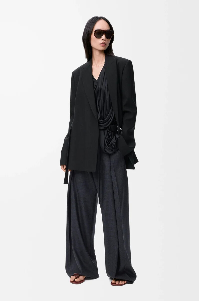 giacca drappeggiata in lana nero