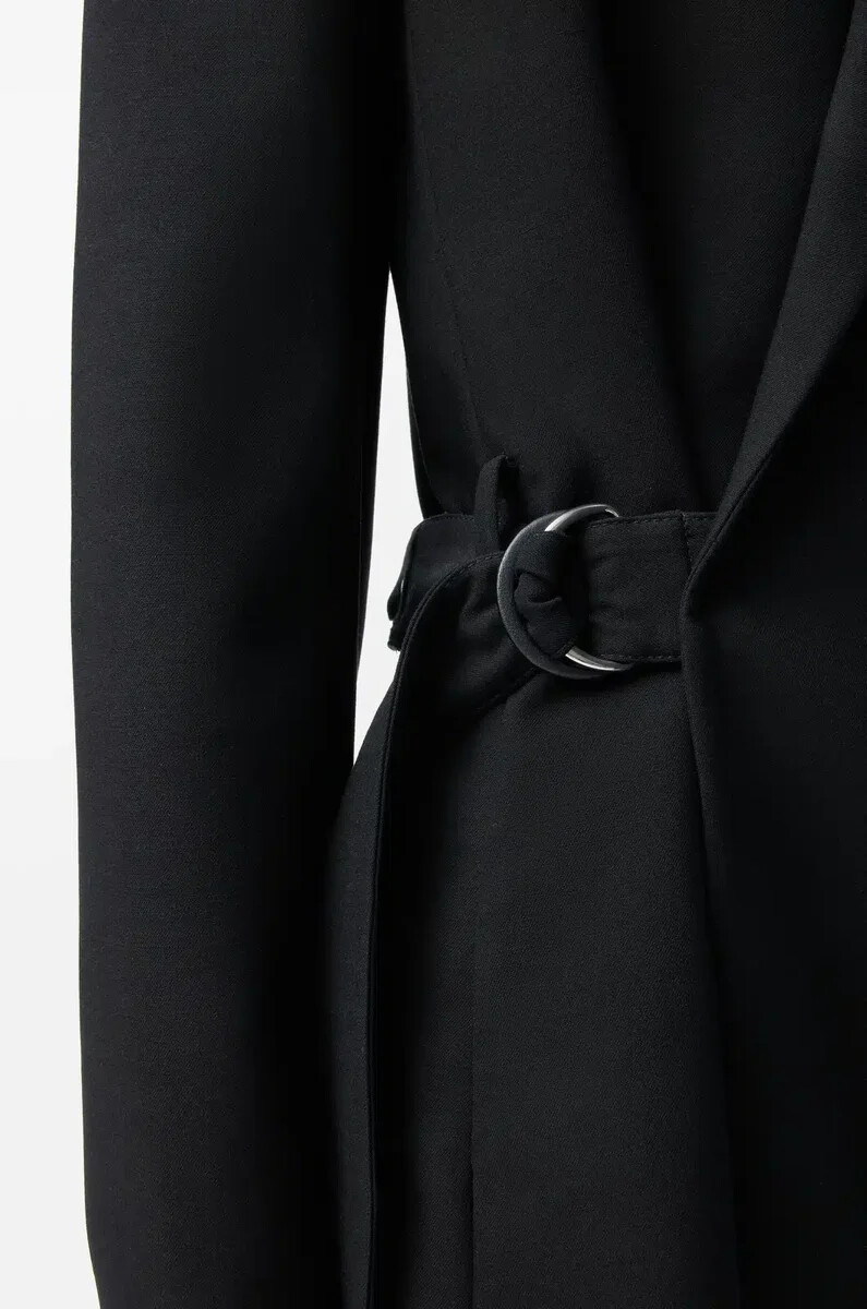 giacca drappeggiata in lana nero