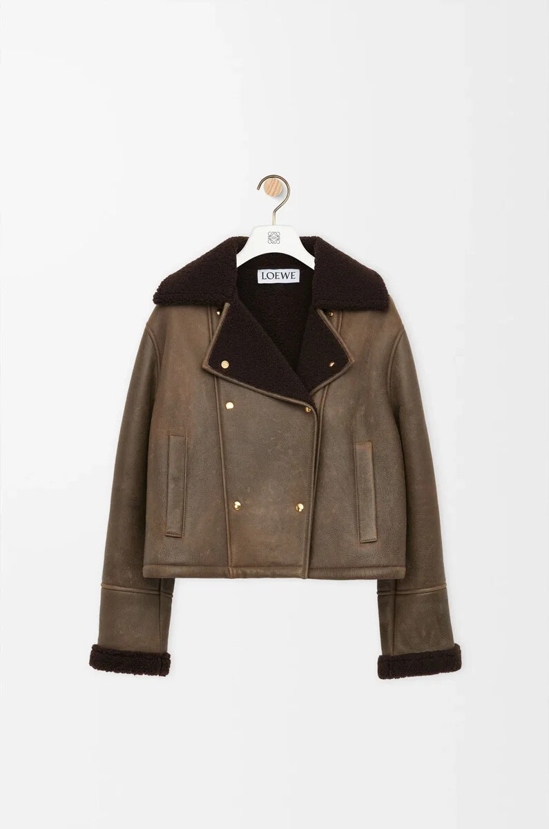 giacca in shearling sage