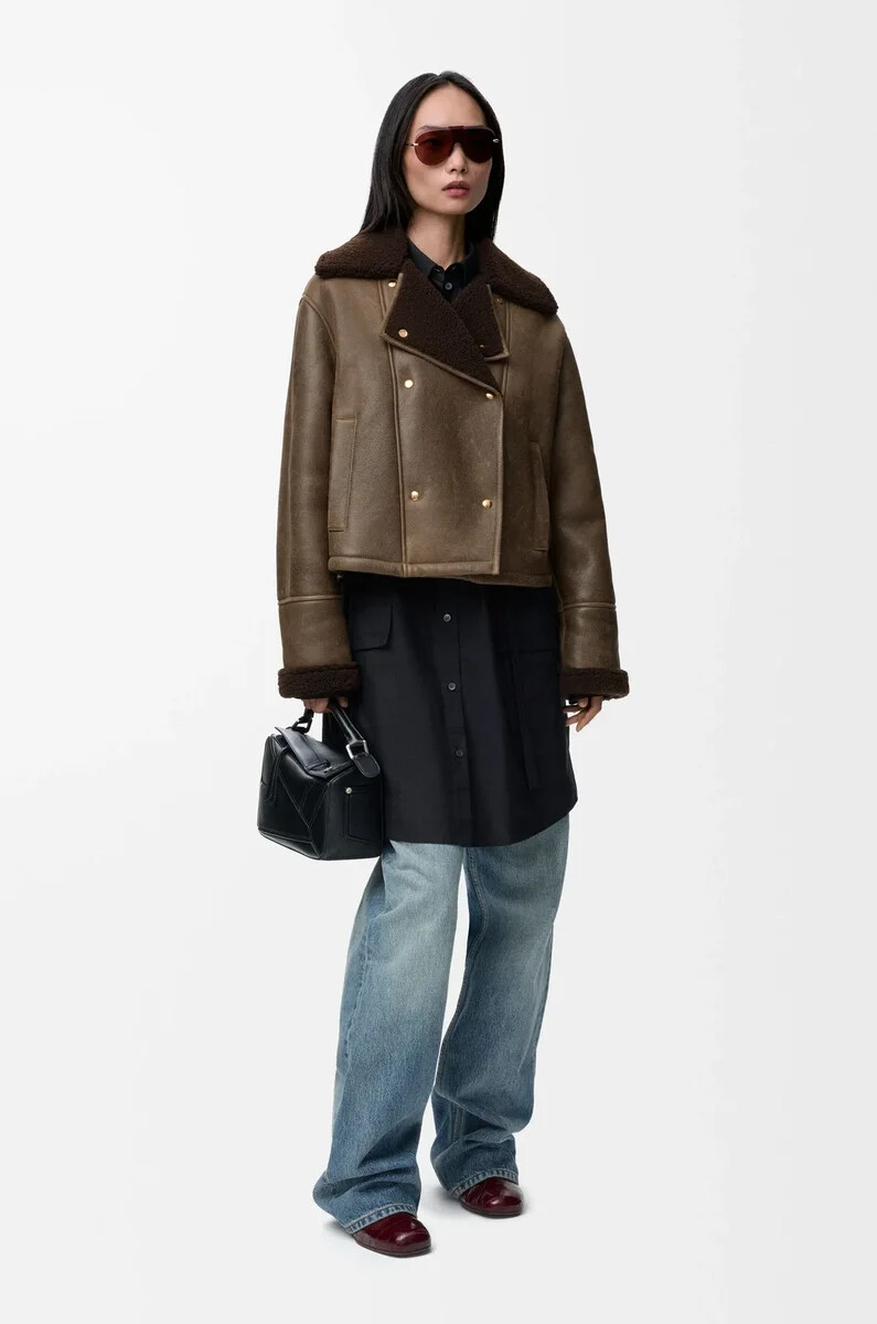 giacca in shearling sage