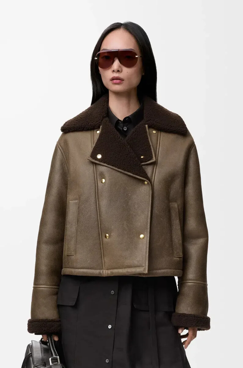 giacca in shearling sage