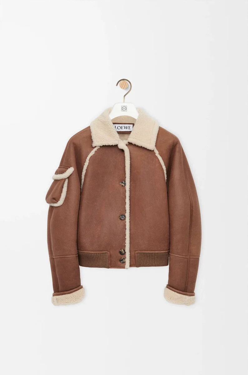 giubbotto bomber in montone marrone