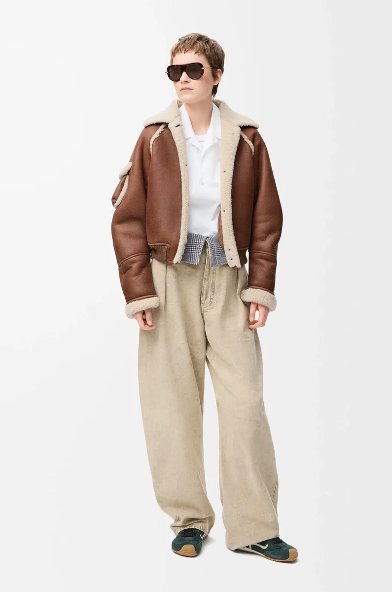 giubbotto bomber in montone marrone