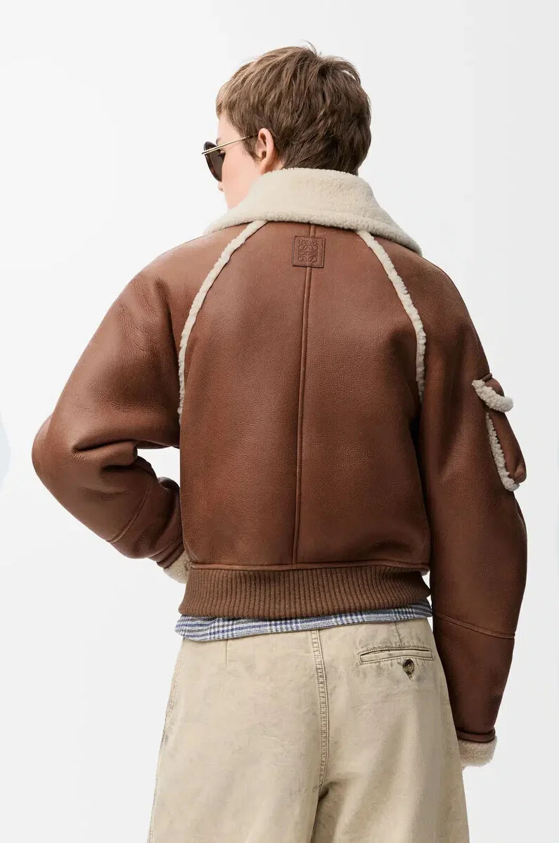 giubbotto bomber in montone marrone