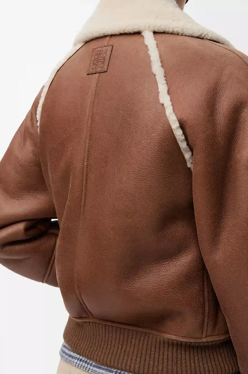 giubbotto bomber in montone marrone