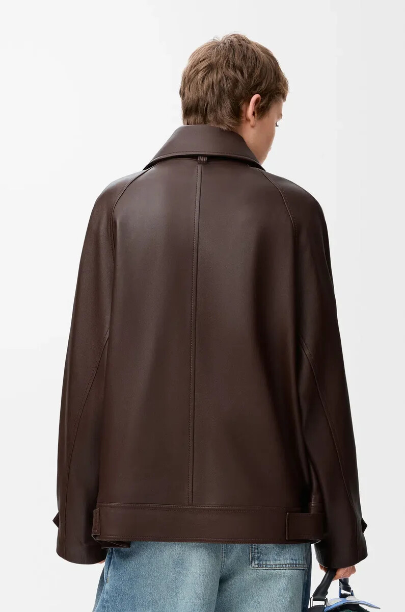 giacca con fiocco in nappa di agnello dark chocolate