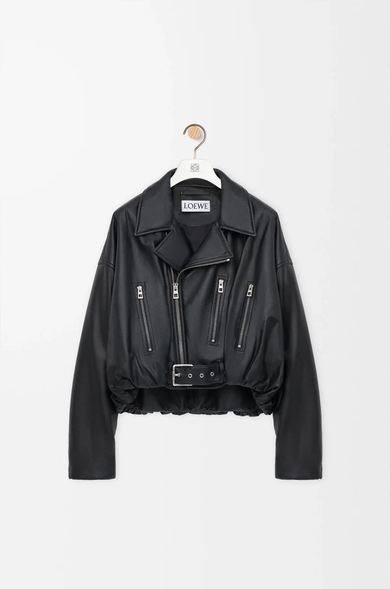 giacca biker in nappa di agnello nero