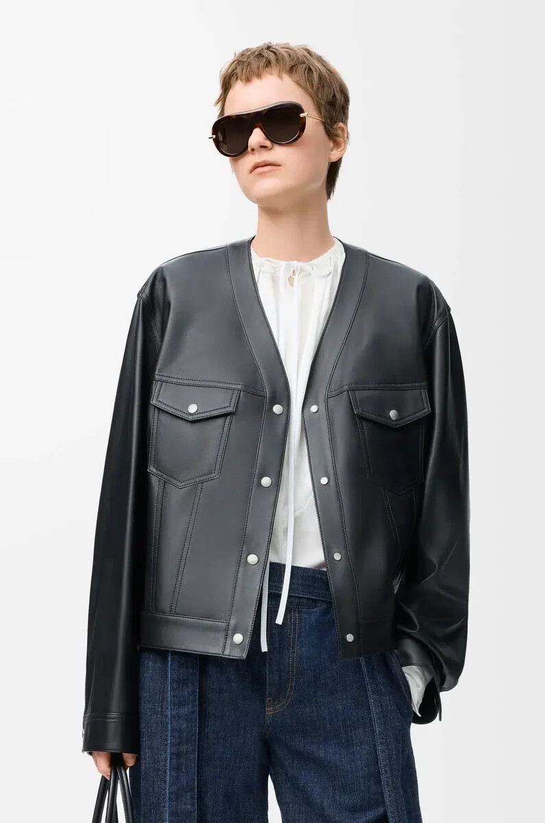 cardigan in nappa di agnello nero