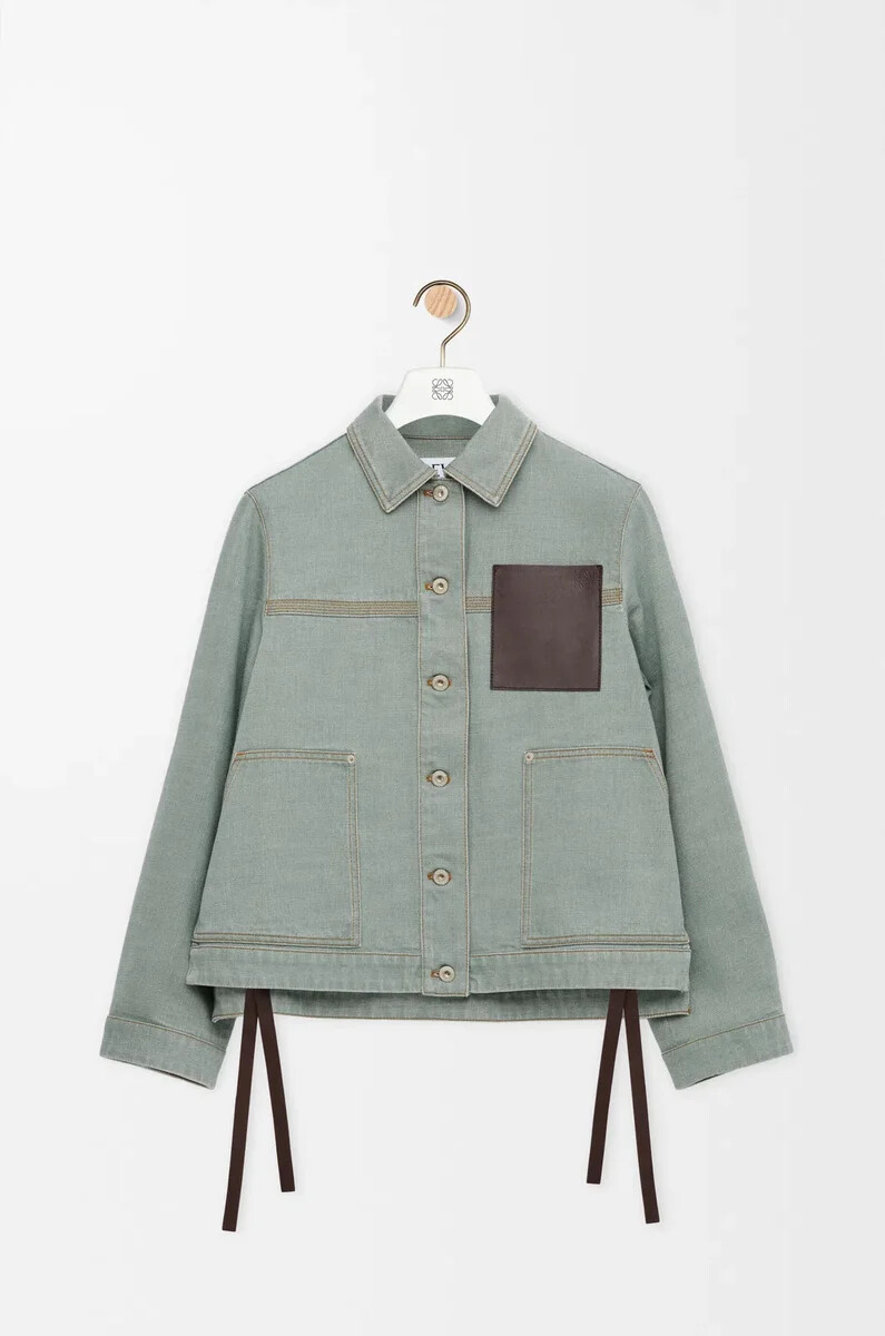 giacca da lavoro in denim verde kaki