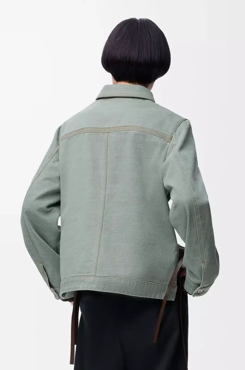 giacca da lavoro in denim verde kaki