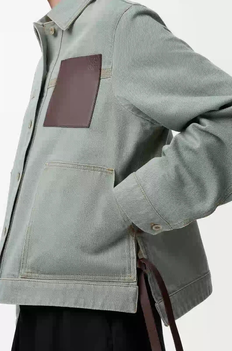 giacca da lavoro in denim verde kaki