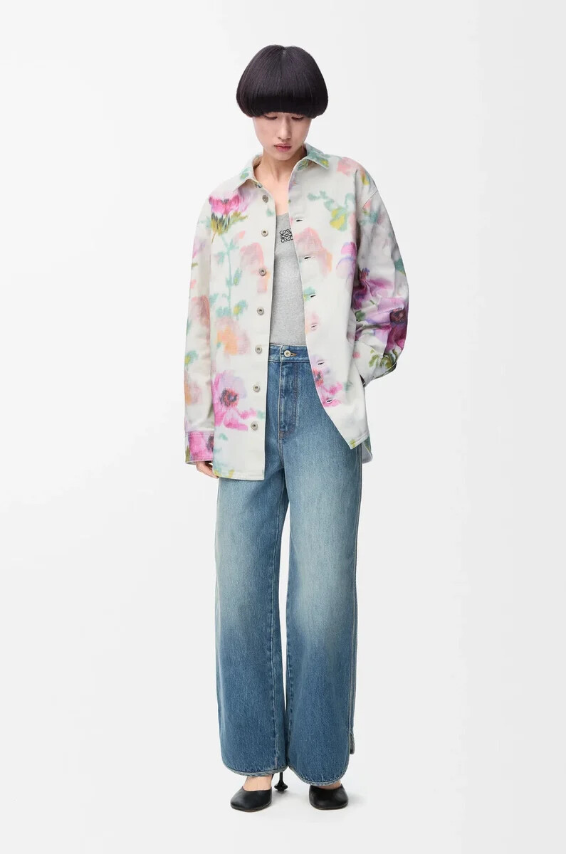 camicia oversize in denim biancorosa