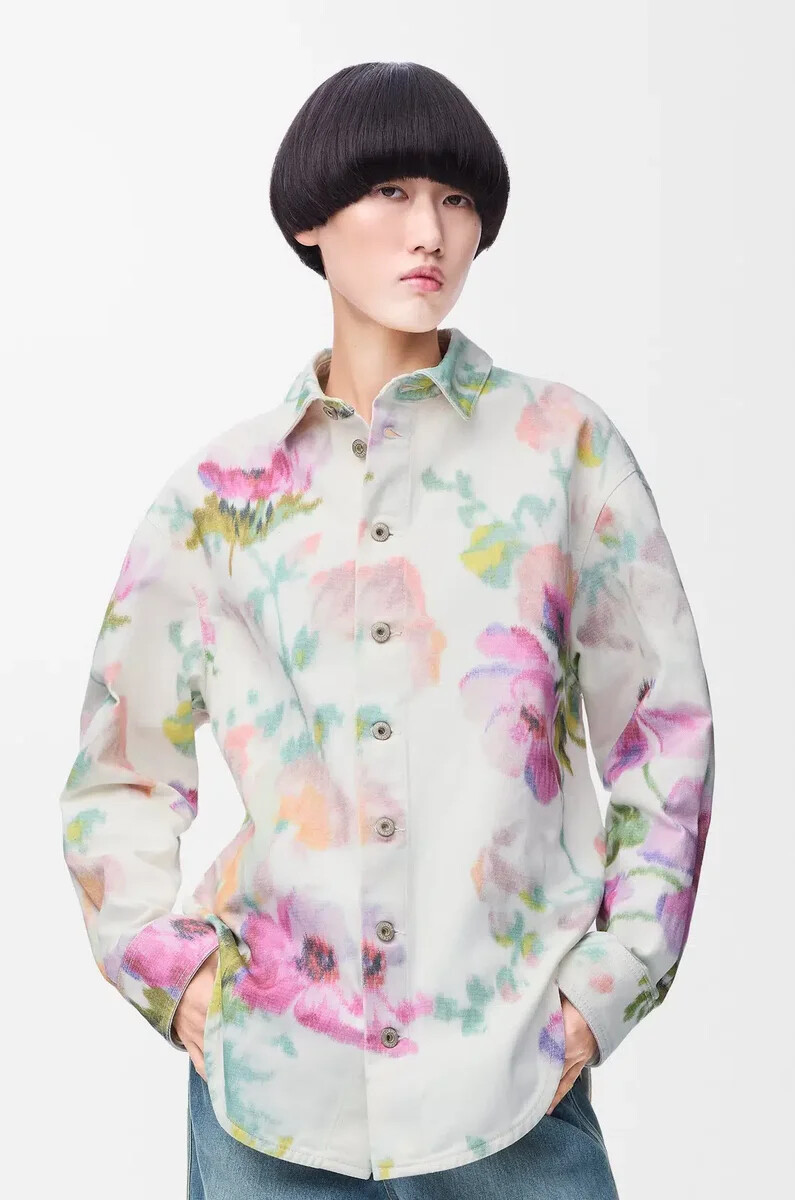 camicia oversize in denim biancorosa