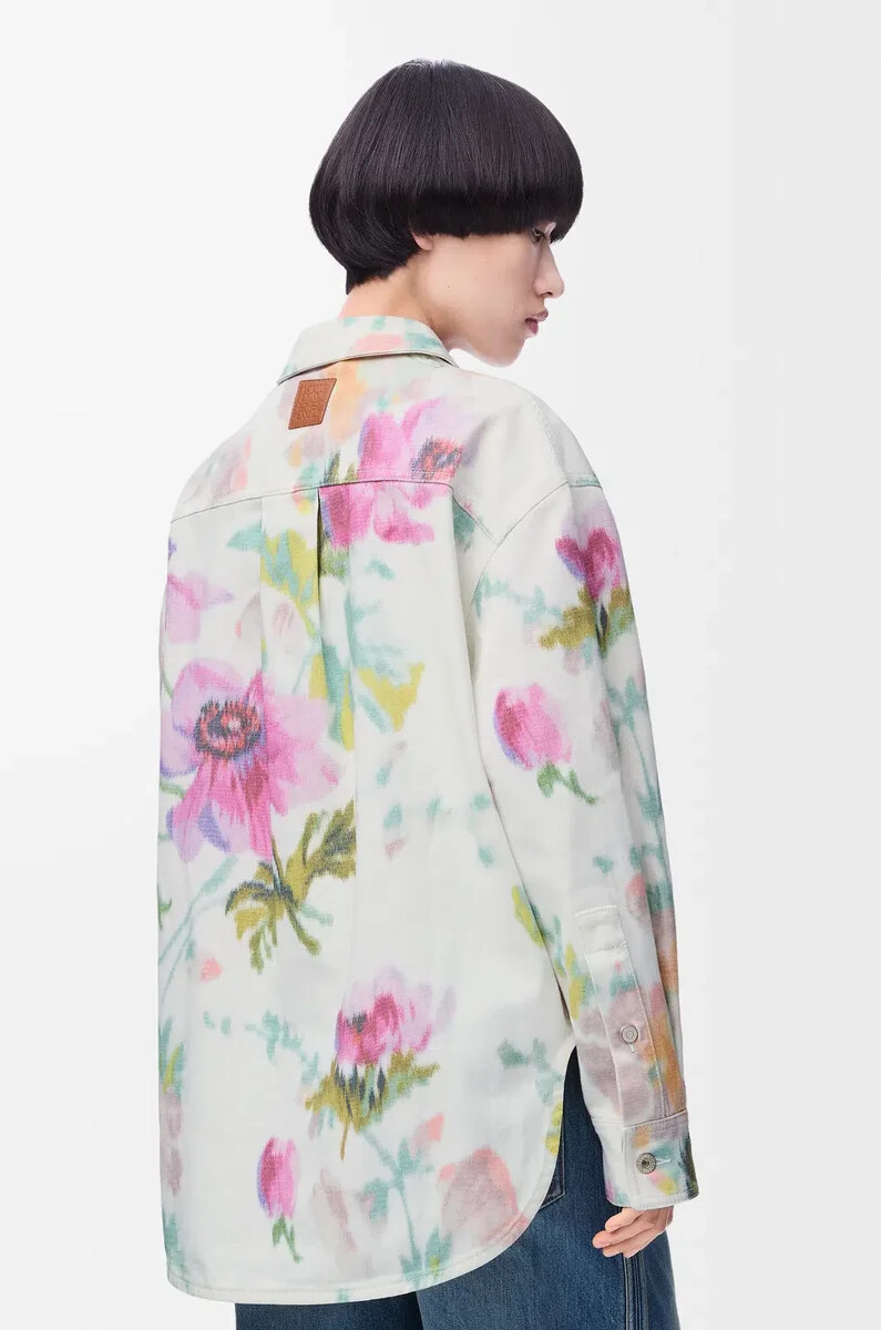 camicia oversize in denim biancorosa