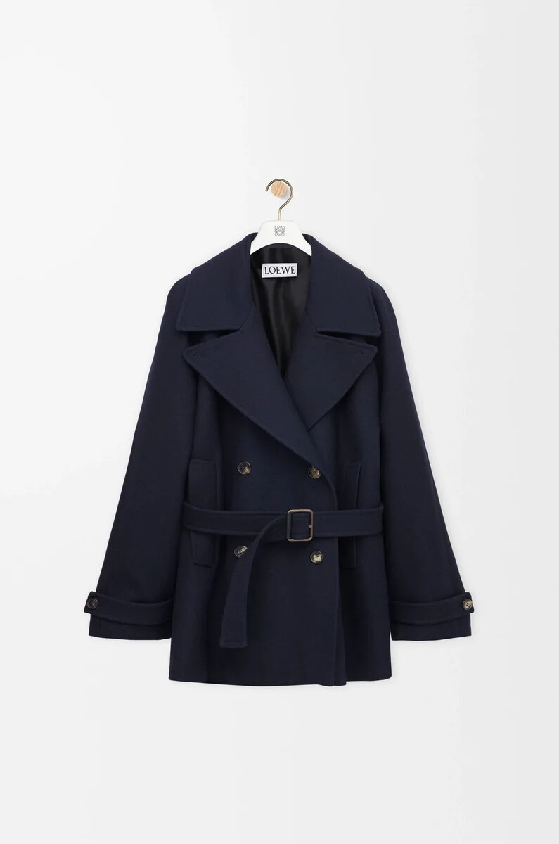 cappotto in misto lana blu navy