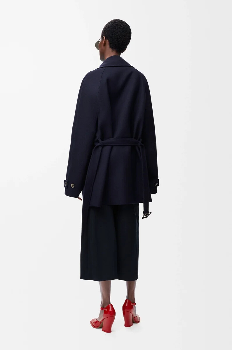 cappotto in misto lana blu navy