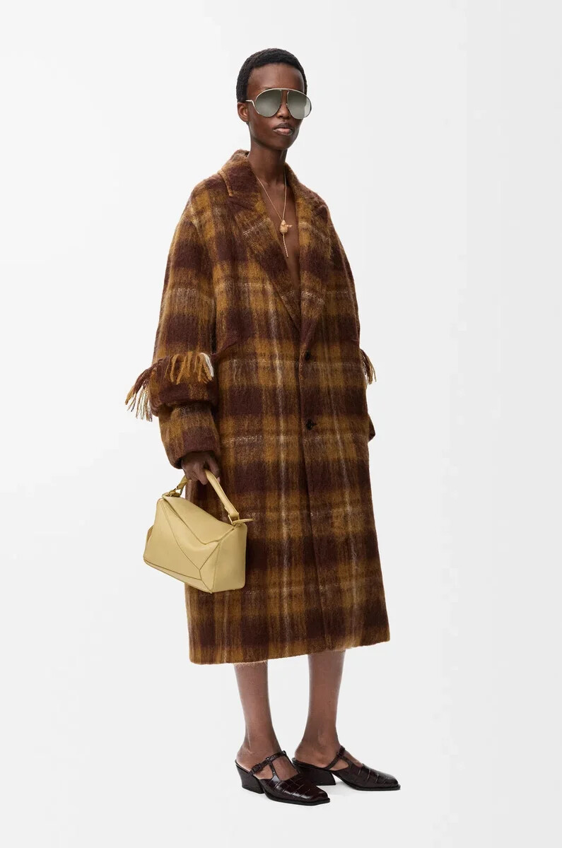 cappotto in misto mohair e lana giallomulticolore