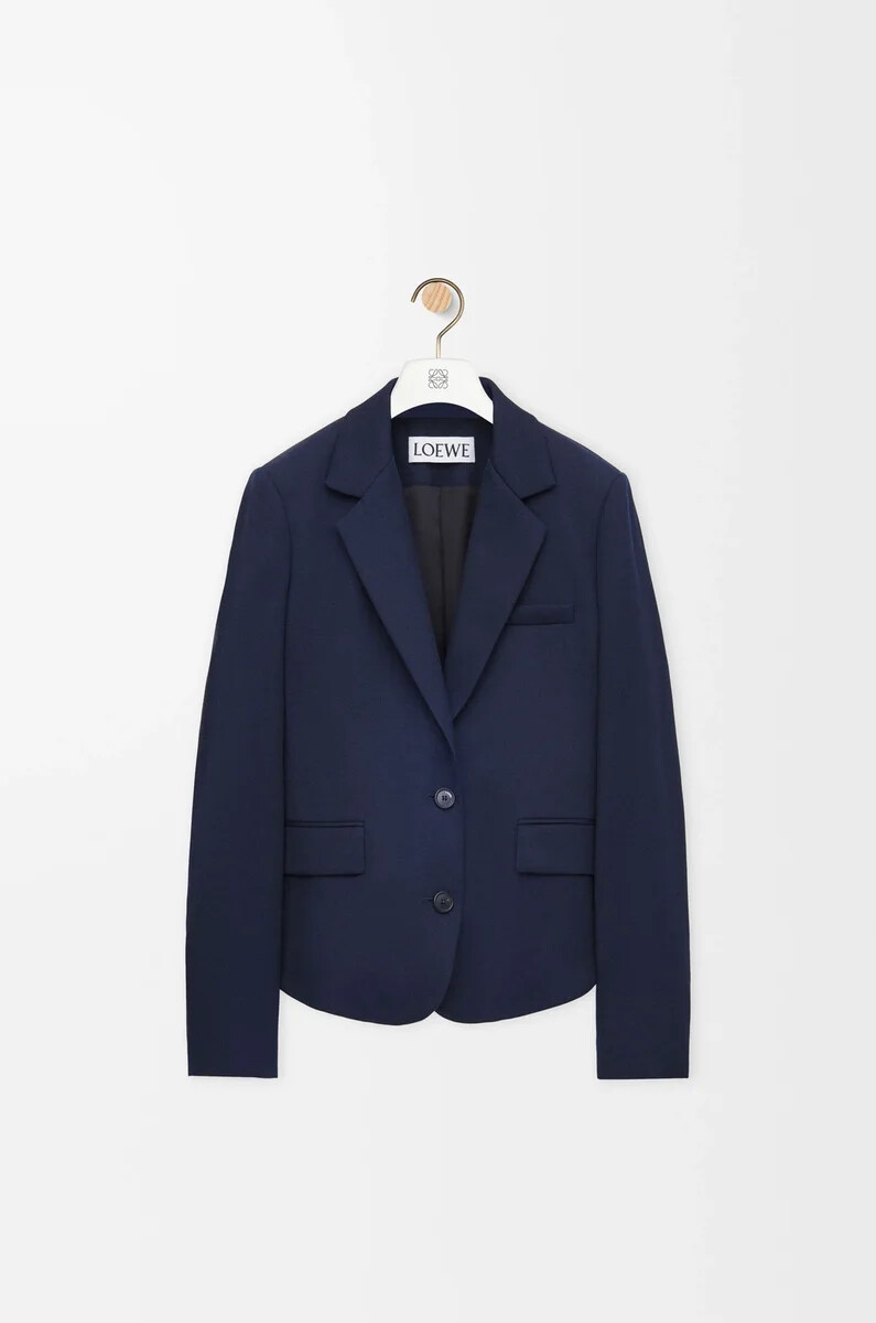 giacca sartoriale in lana blu navy