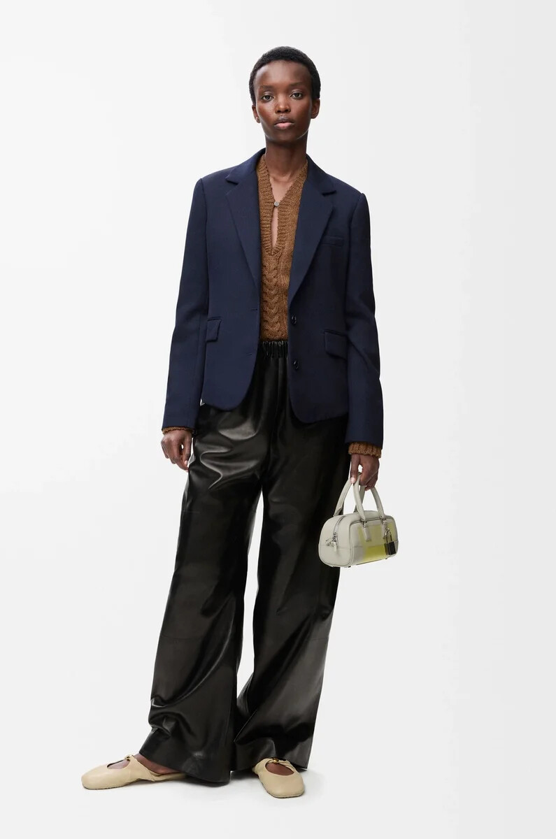 giacca sartoriale in lana blu navy