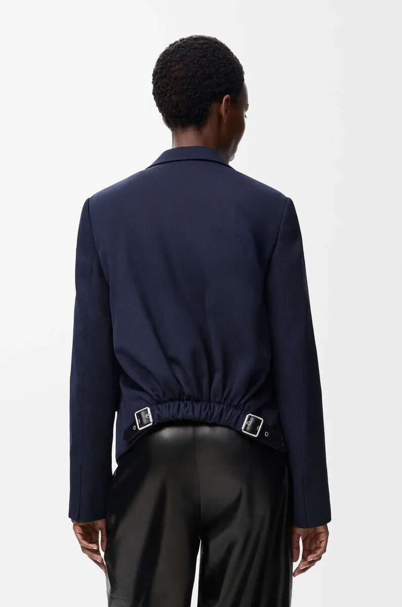 giacca sartoriale in lana blu navy