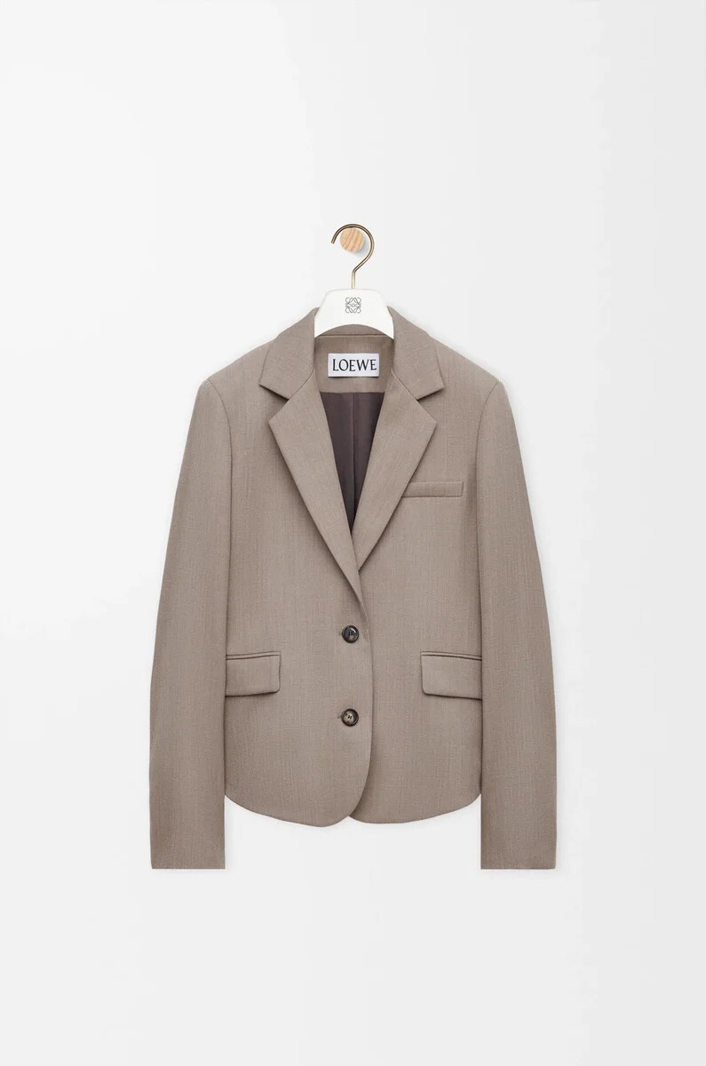 giacca sartoriale in lana beige melange