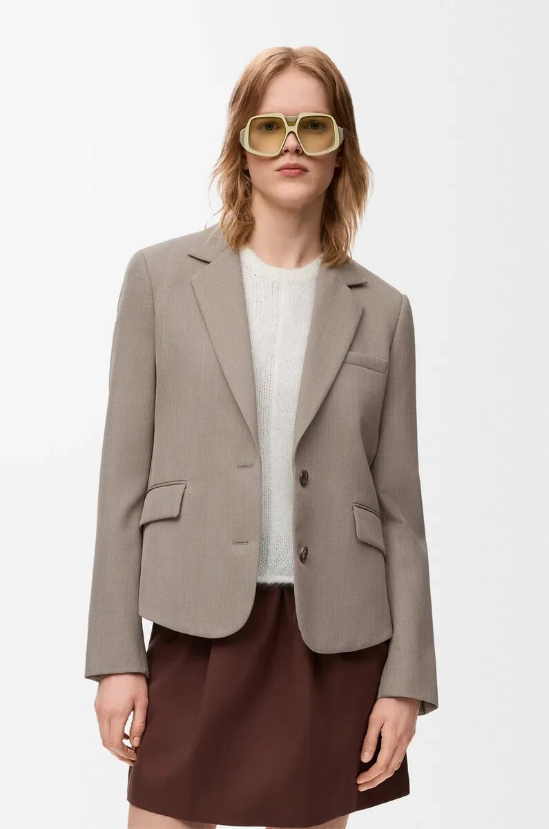 giacca sartoriale in lana beige melange