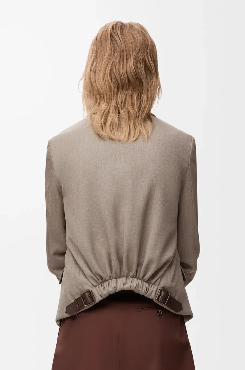 giacca sartoriale in lana beige melange