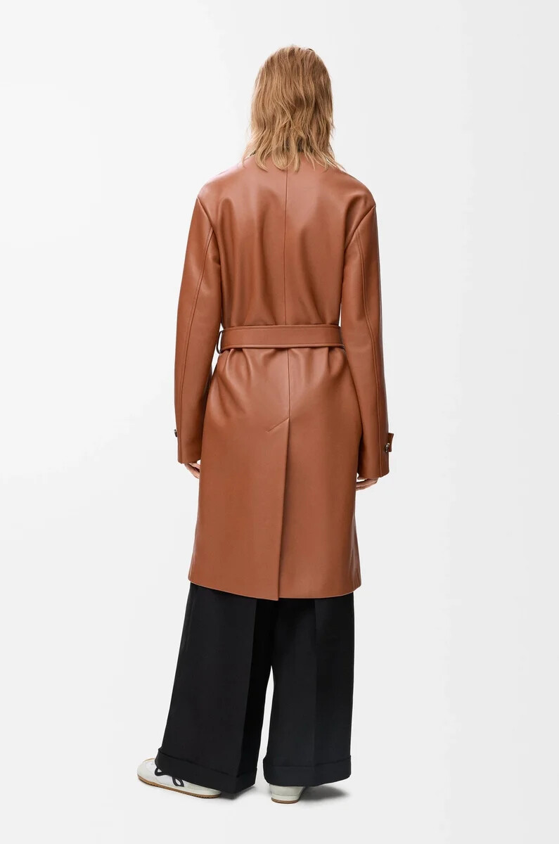 cappotto in nappa di agnello tan