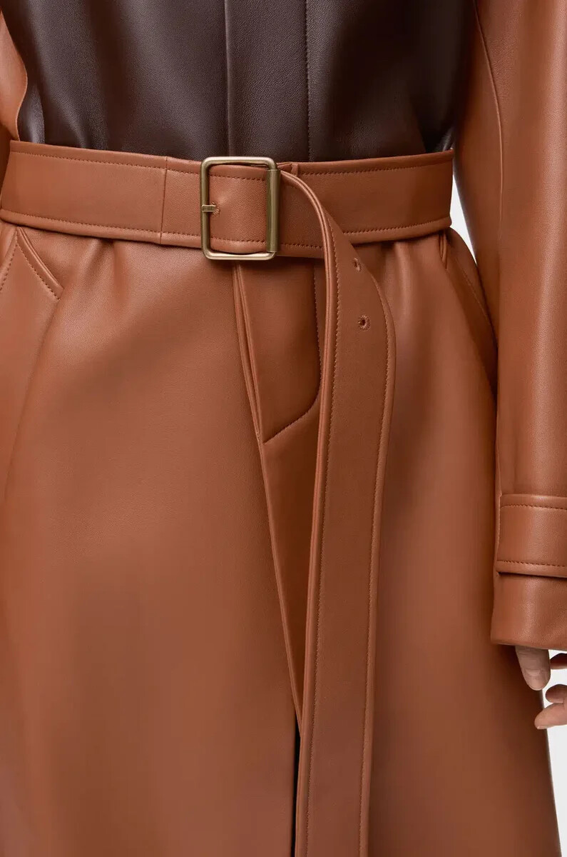 cappotto in nappa di agnello tan