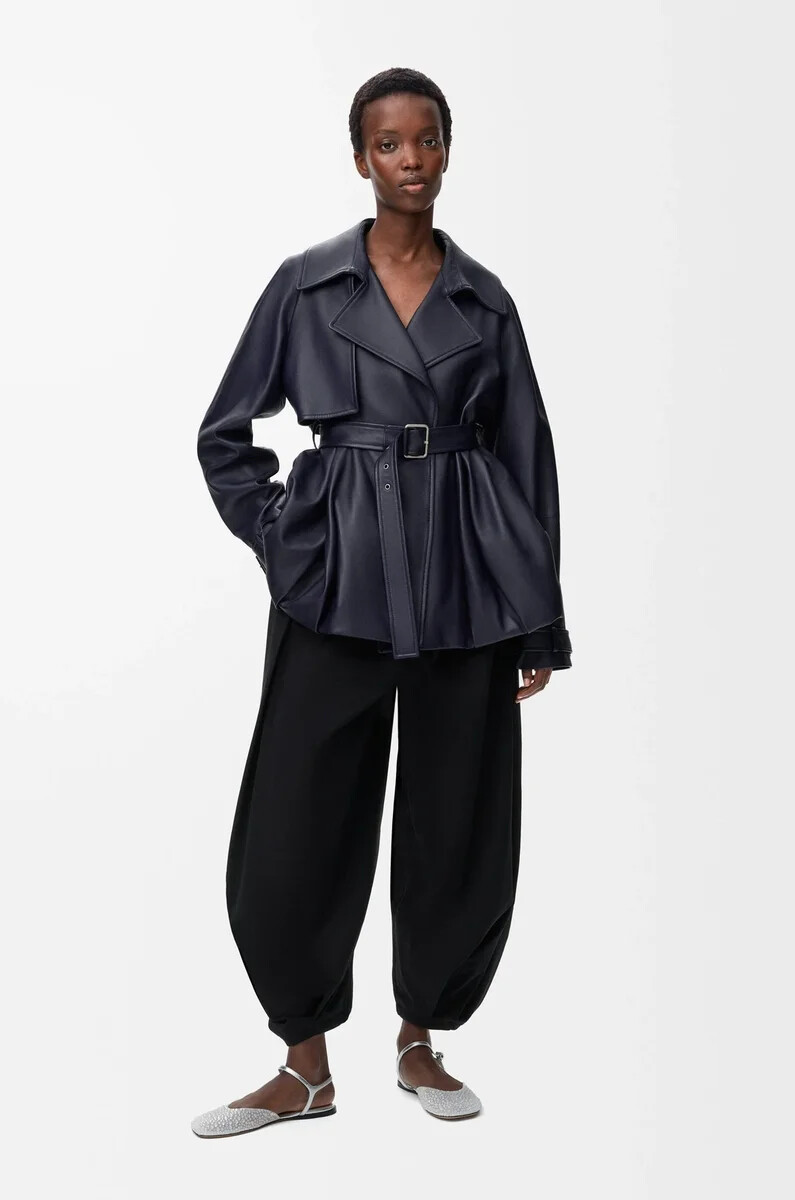 giacca in nappa di agnello blu navy