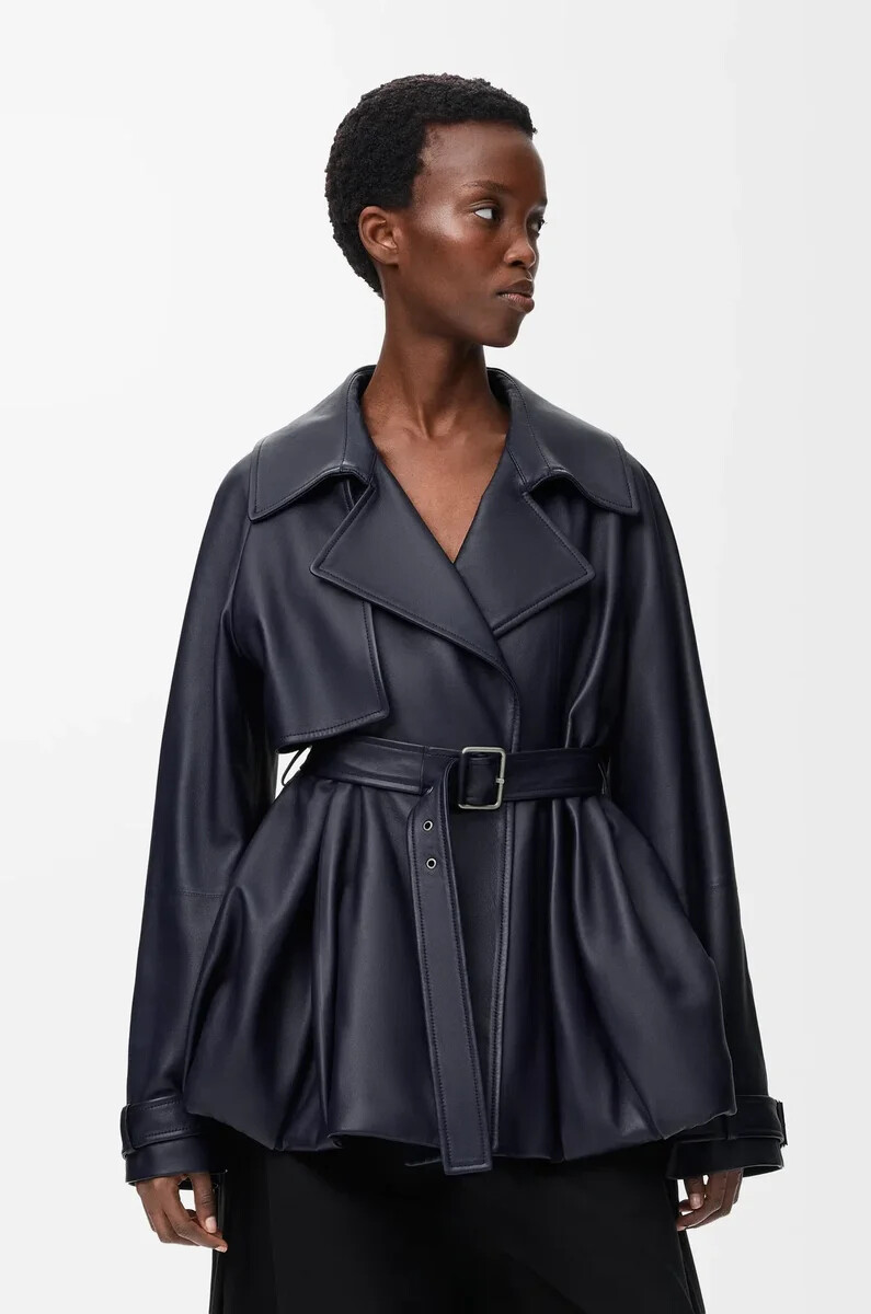 giacca in nappa di agnello blu navy