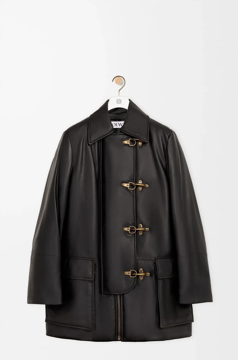 cappotto in nappa di agnello nero