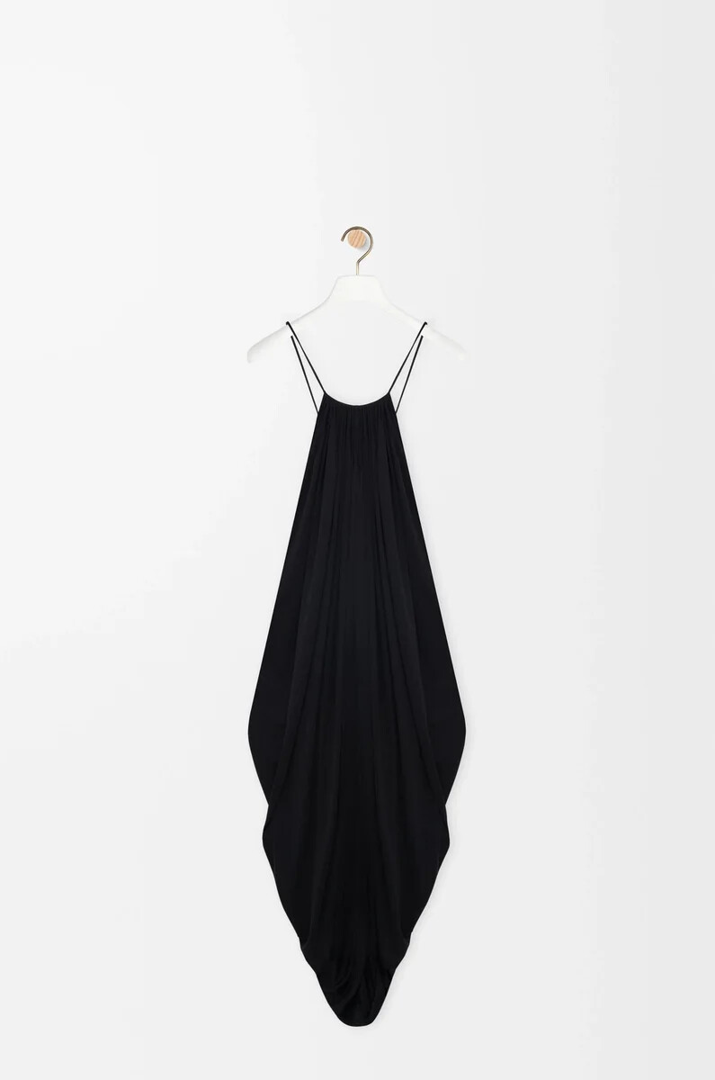 abito drappeggiato in seta nero
