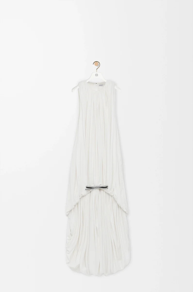 abito drappeggiato in seta bianco