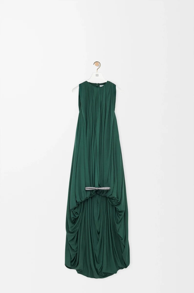 abito drappeggiato in seta verde