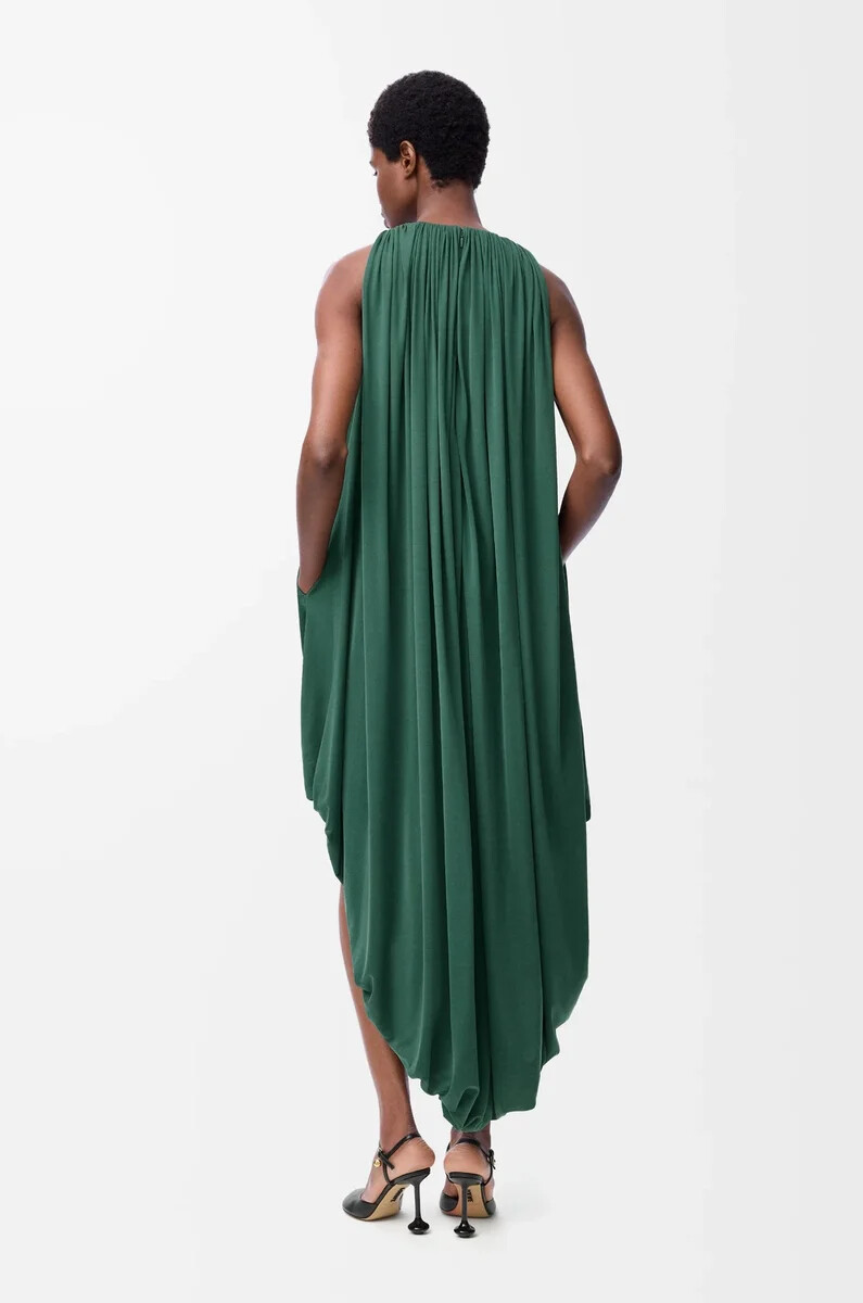 abito drappeggiato in seta verde