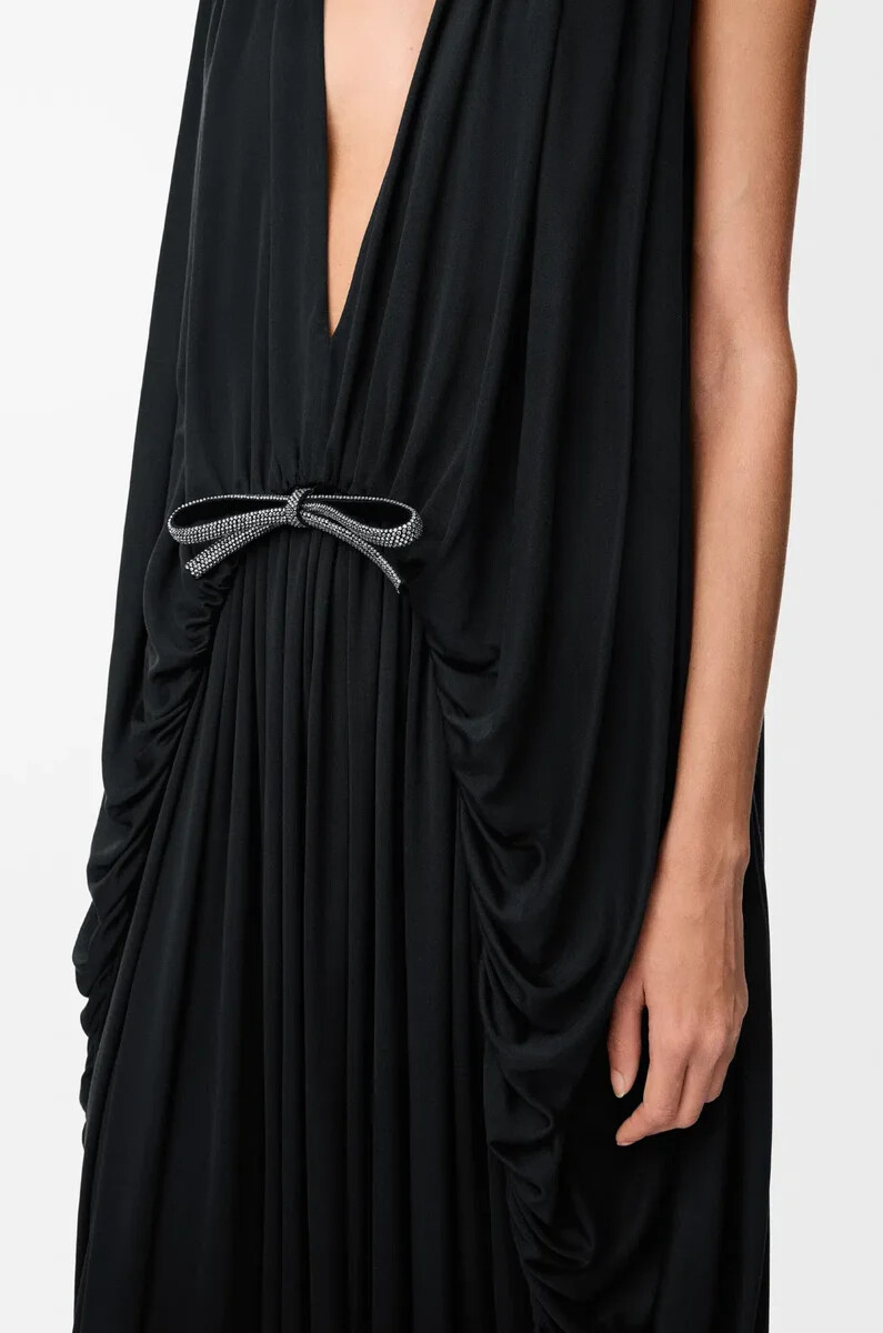 abito drappeggiato in seta nero