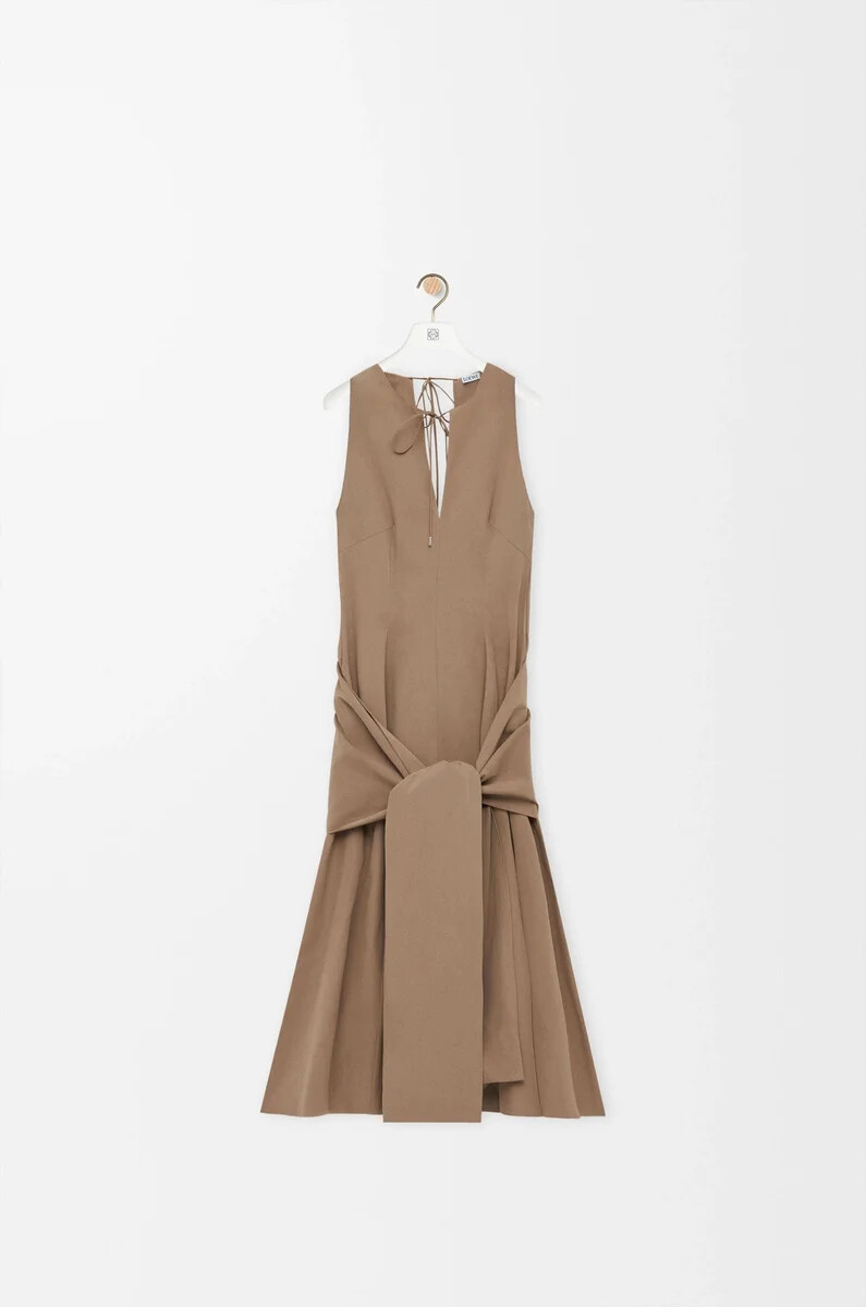 abito avvolgente in cotone beige