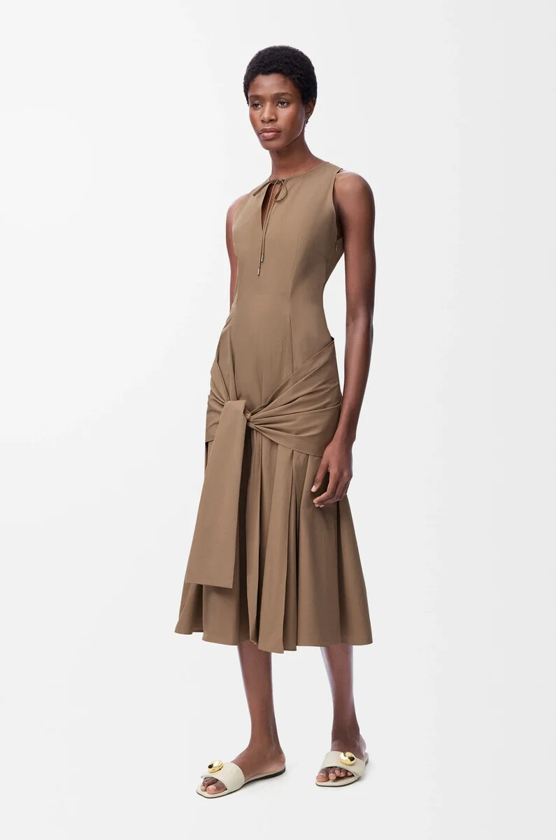 abito avvolgente in cotone beige
