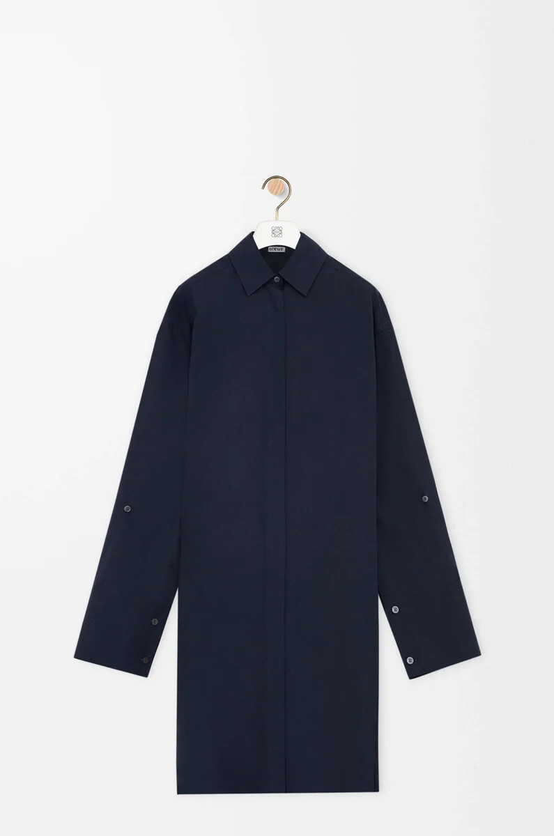 abito camicia in cotone blu navy