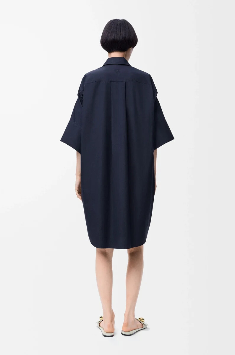 abito camicia in cotone blu navy